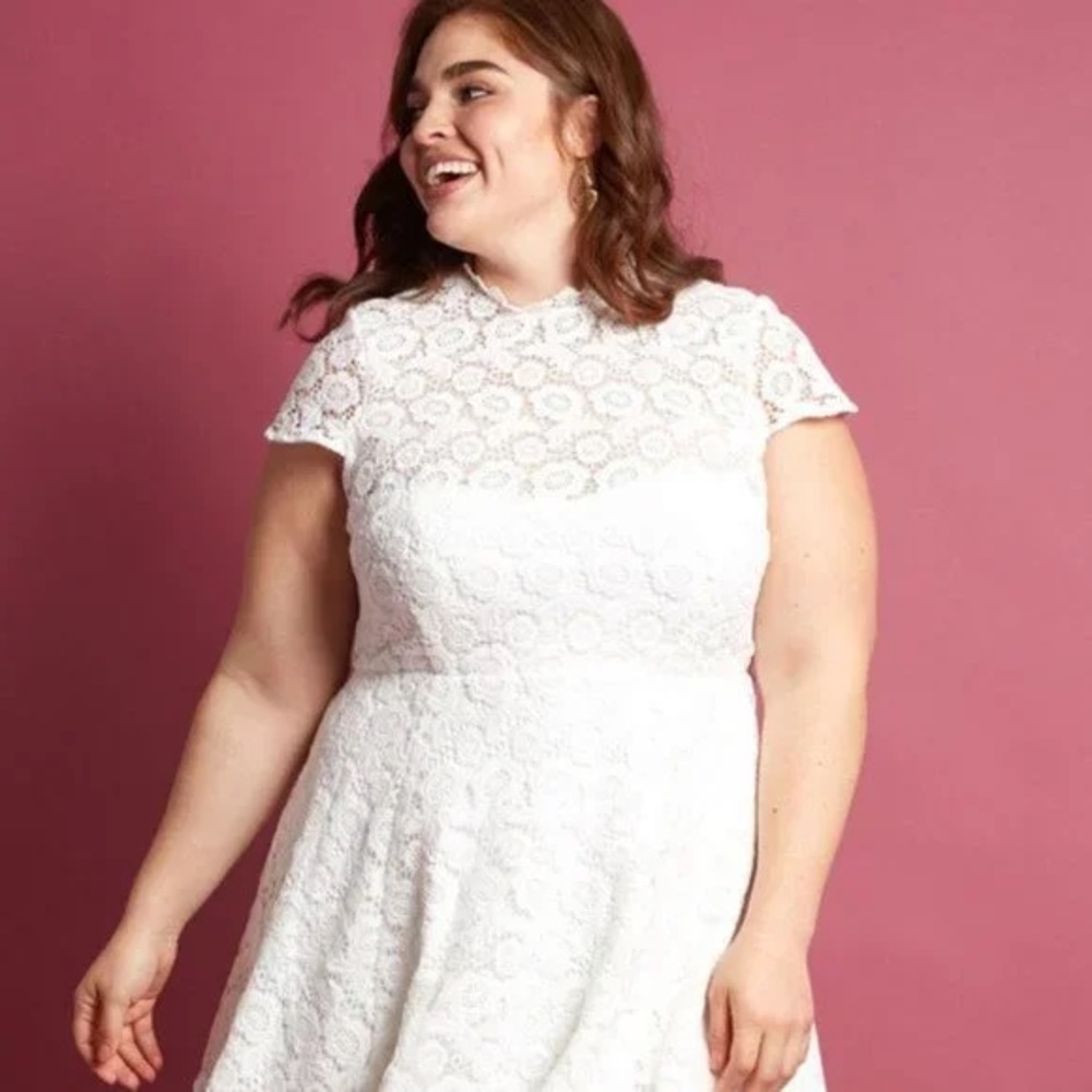 Happily Ever Laughter Lace Mid Mod Modern A-Line Dress in White